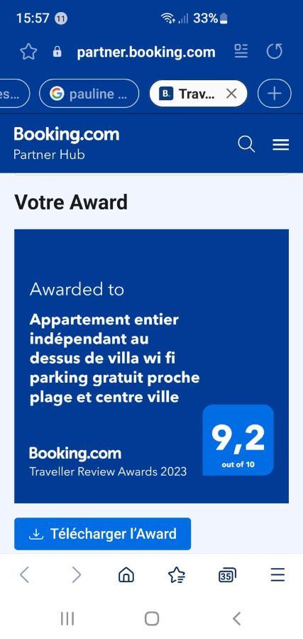 Appartement Entier Au Dessus De Villa, Climatisation Reversible Poele A Bois Tres Chaleureux , Wi Fi Parking Privee Gratuit Situation 500 M, Plage Et Centre Ville Санари-сюр-Мер Экстерьер фото
